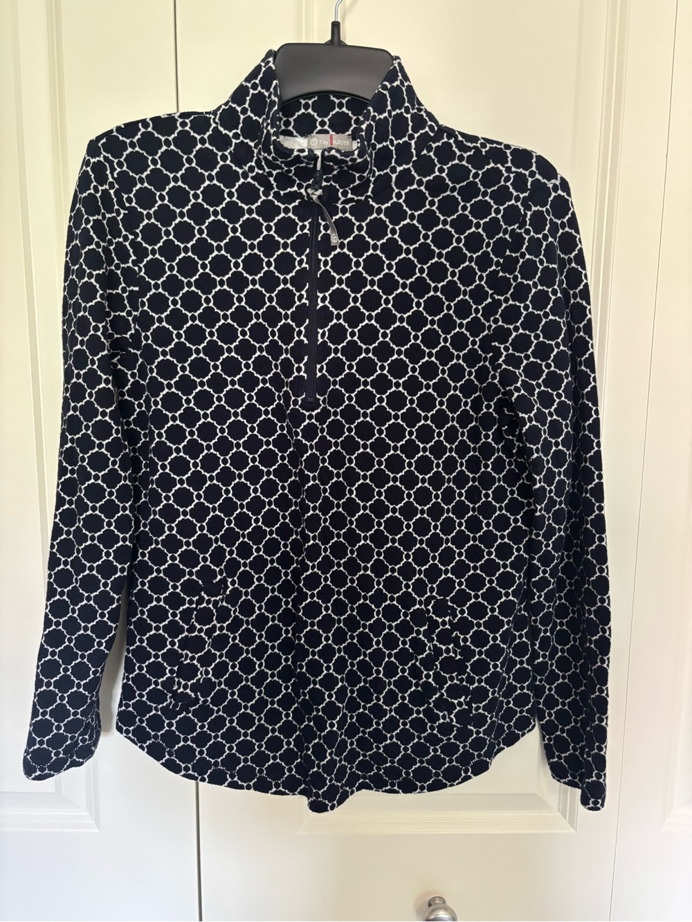 Women’s T by Talbots Geometric Print 1/4 Zip Long Sleeve Top sweatshirt small